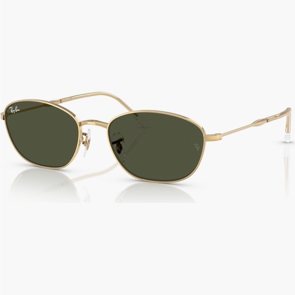 Ray-Ban Women's Sunglasses with Gold Frame and Green Lenses - Picture 2 of 3